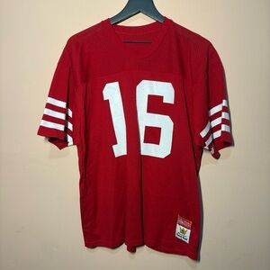 Vintage Sand Knit 49ers #16 Joe Montana Football Jersey Red MacGregor XL USA